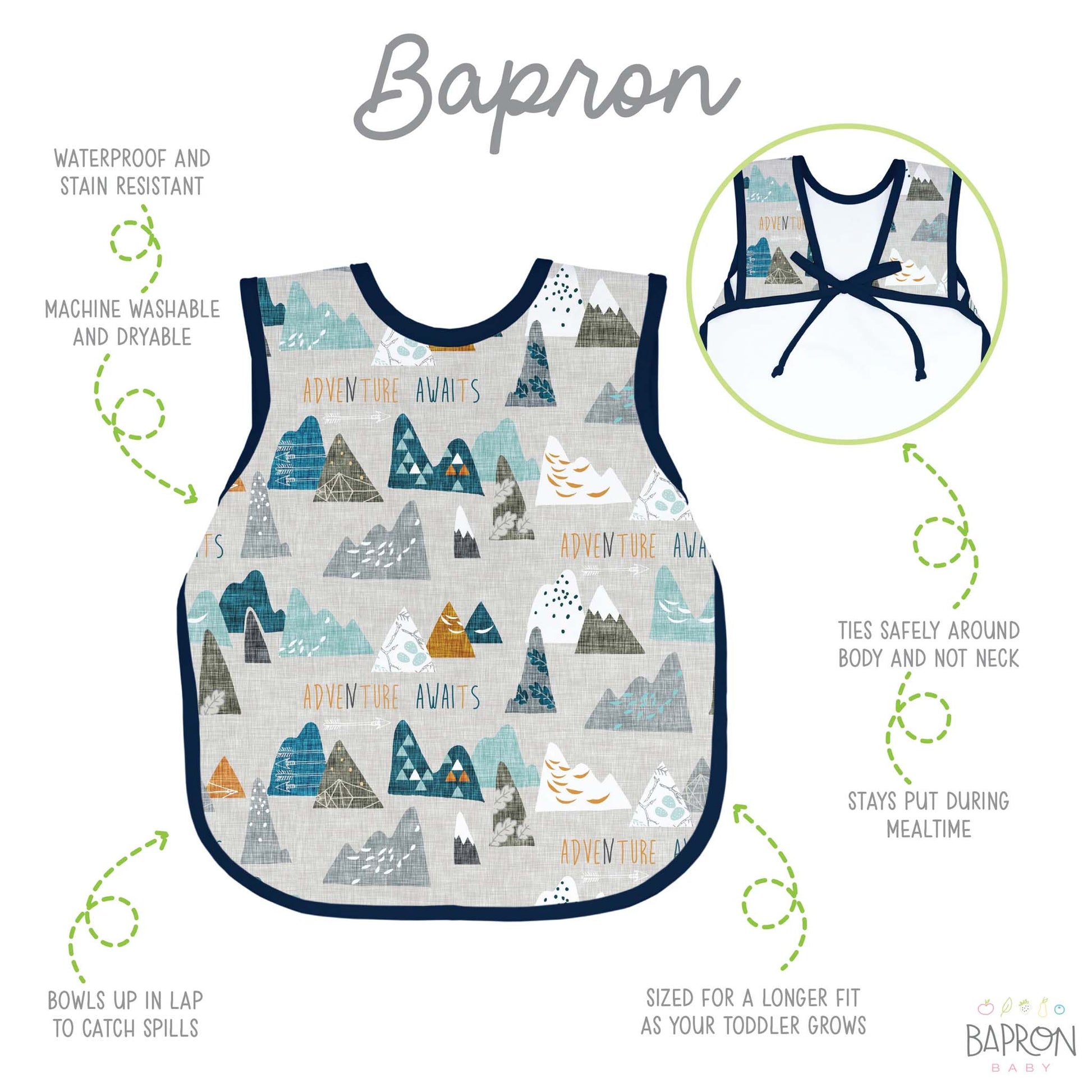 BapronBaby Toddler Bib | Full-Coverage for Baby-Led Weaning | Canada Bibs Hip Mommies