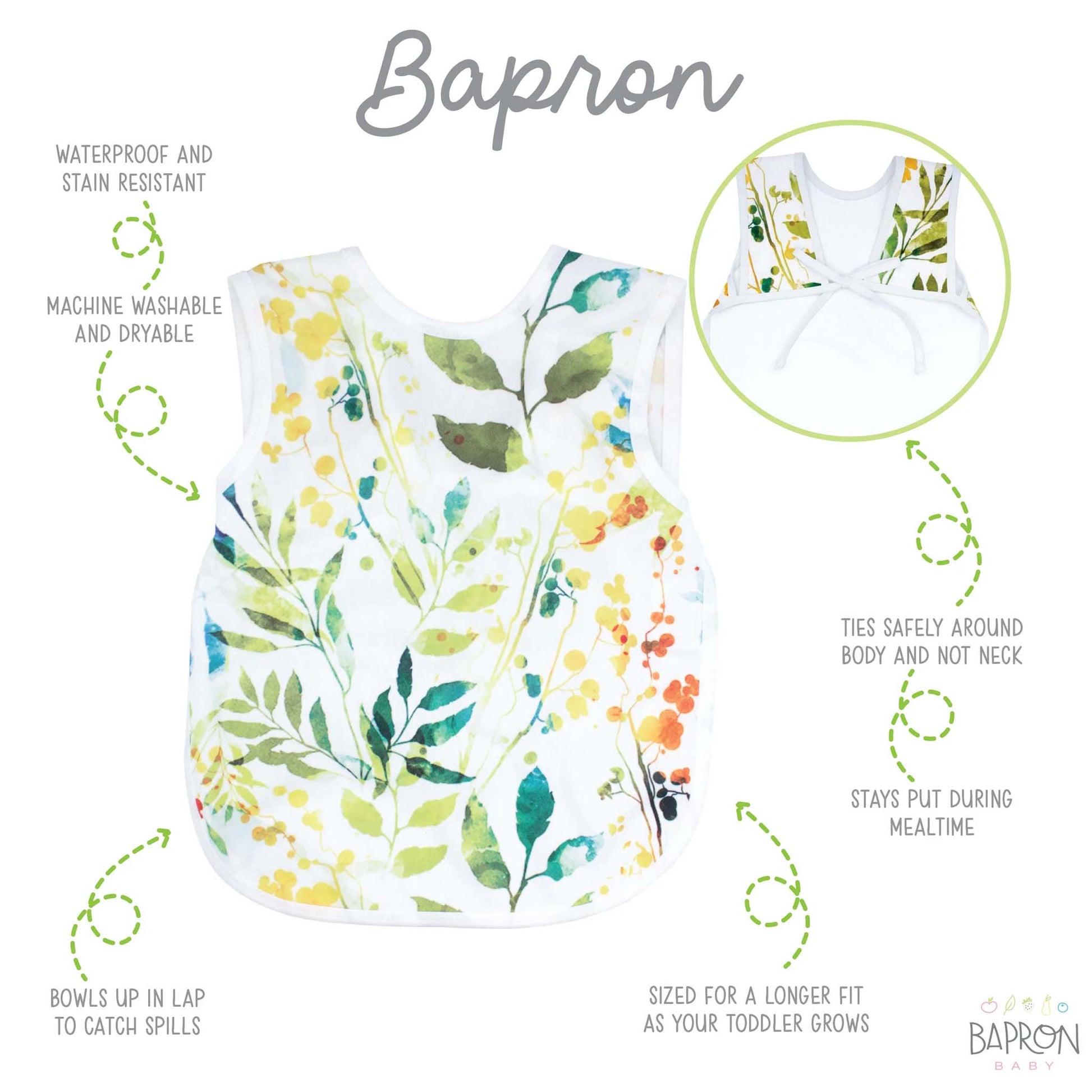 BapronBaby Toddler Bib | Full-Coverage for Baby-Led Weaning | Canada Bibs Hip Mommies