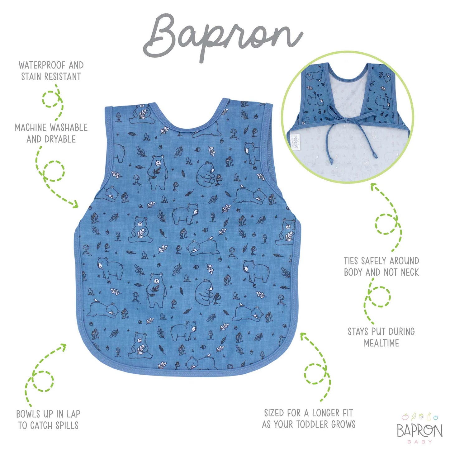 BapronBaby Preschool Full-Coverage Bib (3T+) Comfortable Fit | Canada Bibs Hip Mommies