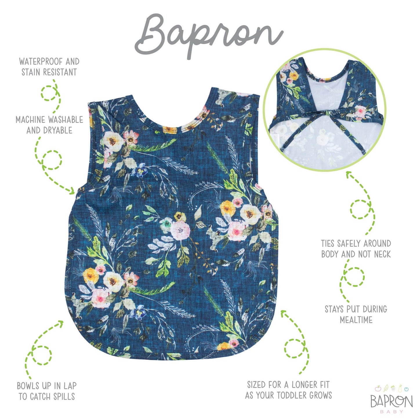 BapronBaby Toddler Bib | Full-Coverage for Baby-Led Weaning | Canada Bibs Hip Mommies