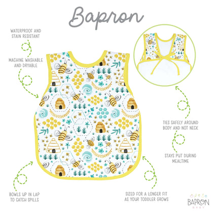 BapronBaby Toddler Bib | Full-Coverage for Baby-Led Weaning | Canada Bibs Hip Mommies