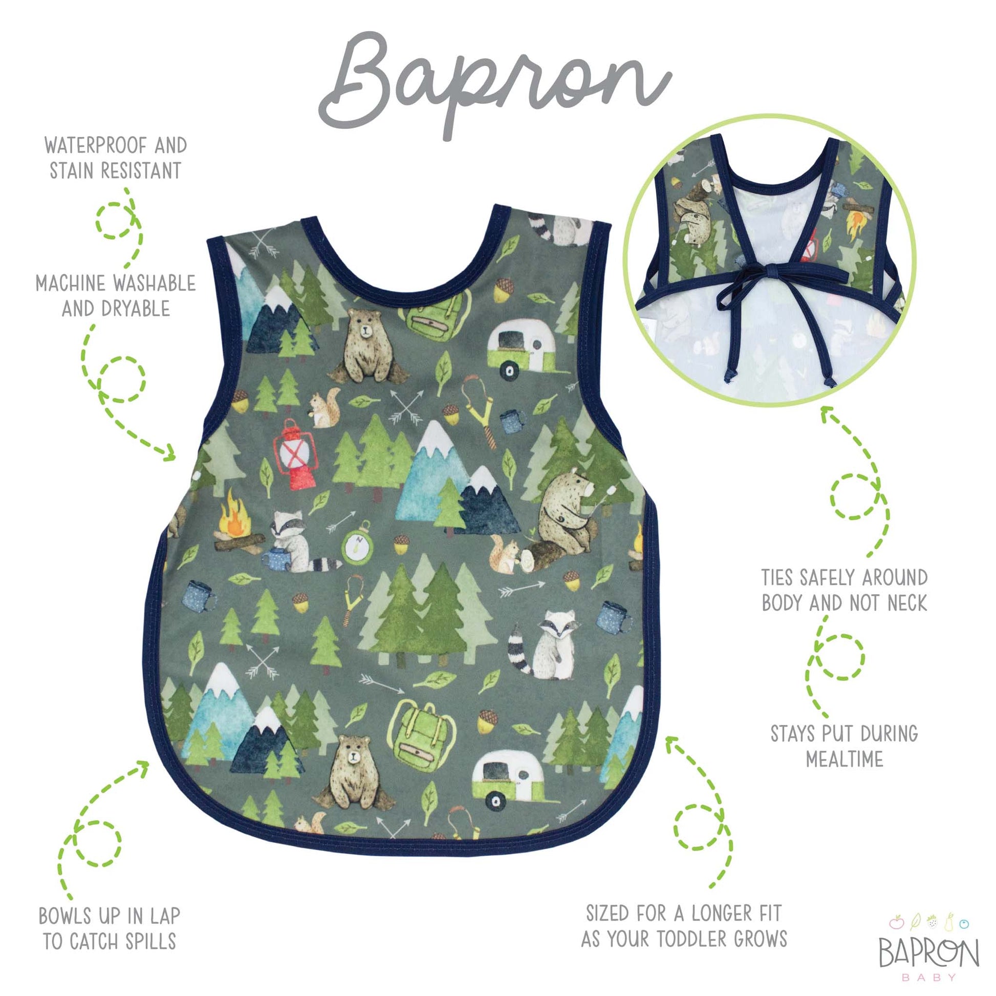 BapronBaby Toddler Bib | Full-Coverage for Baby-Led Weaning | Canada Bibs Hip Mommies