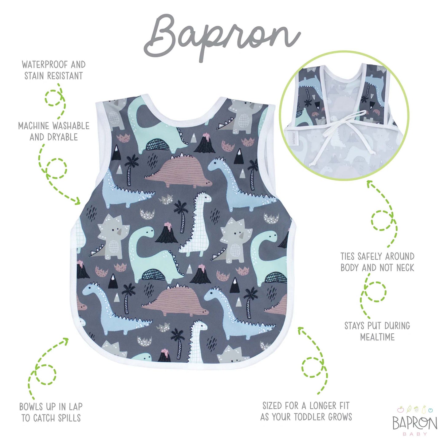 BapronBaby Toddler Bib | Full-Coverage for Baby-Led Weaning | Canada Bibs Hip Mommies