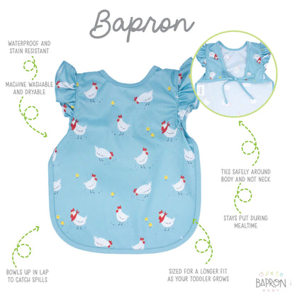 BapronBaby Toddler Bib | Full-Coverage for Baby-Led Weaning | Canada Bibs Hip Mommies