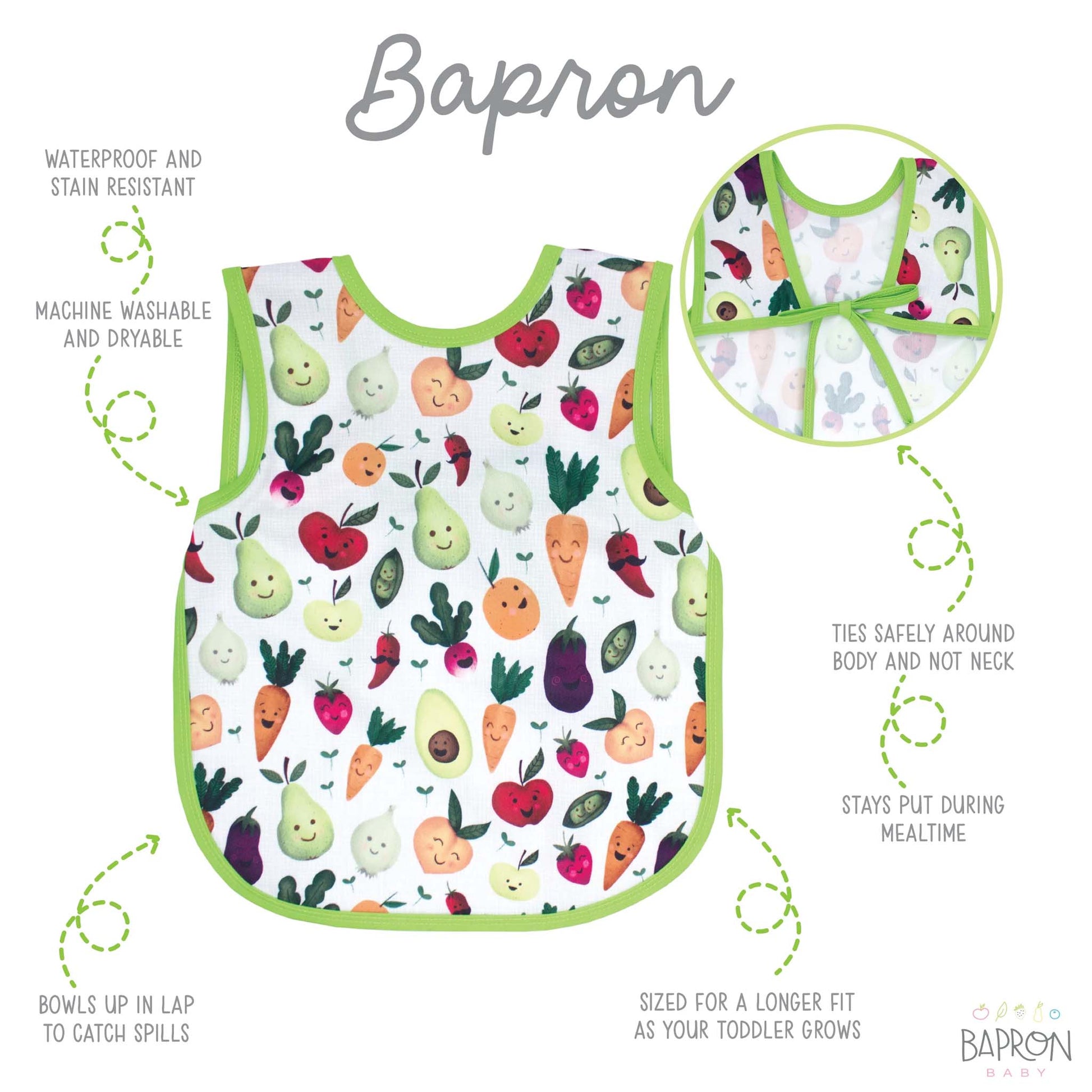 BapronBaby Toddler Bib | Full-Coverage for Baby-Led Weaning | Canada Bibs Hip Mommies