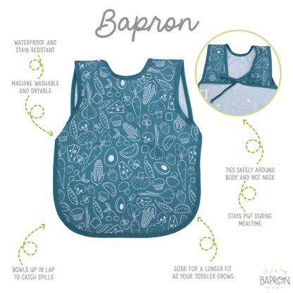 BapronBaby Toddler Bib | Full-Coverage for Baby-Led Weaning | Canada Bibs Hip Mommies