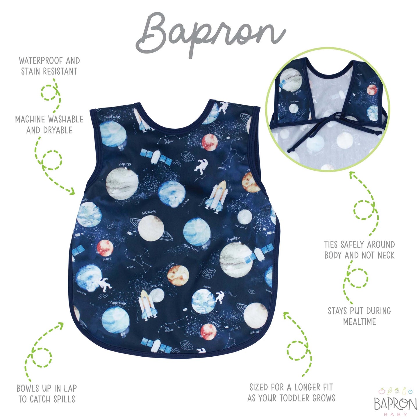 BapronBaby Toddler Bib | Full-Coverage for Baby-Led Weaning | Canada Bibs Hip Mommies