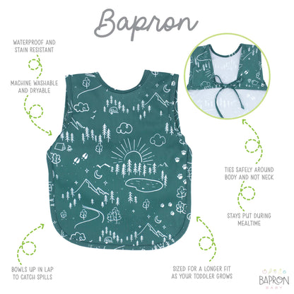 BapronBaby Toddler Bib | Full-Coverage for Baby-Led Weaning | Canada Bibs Hip Mommies