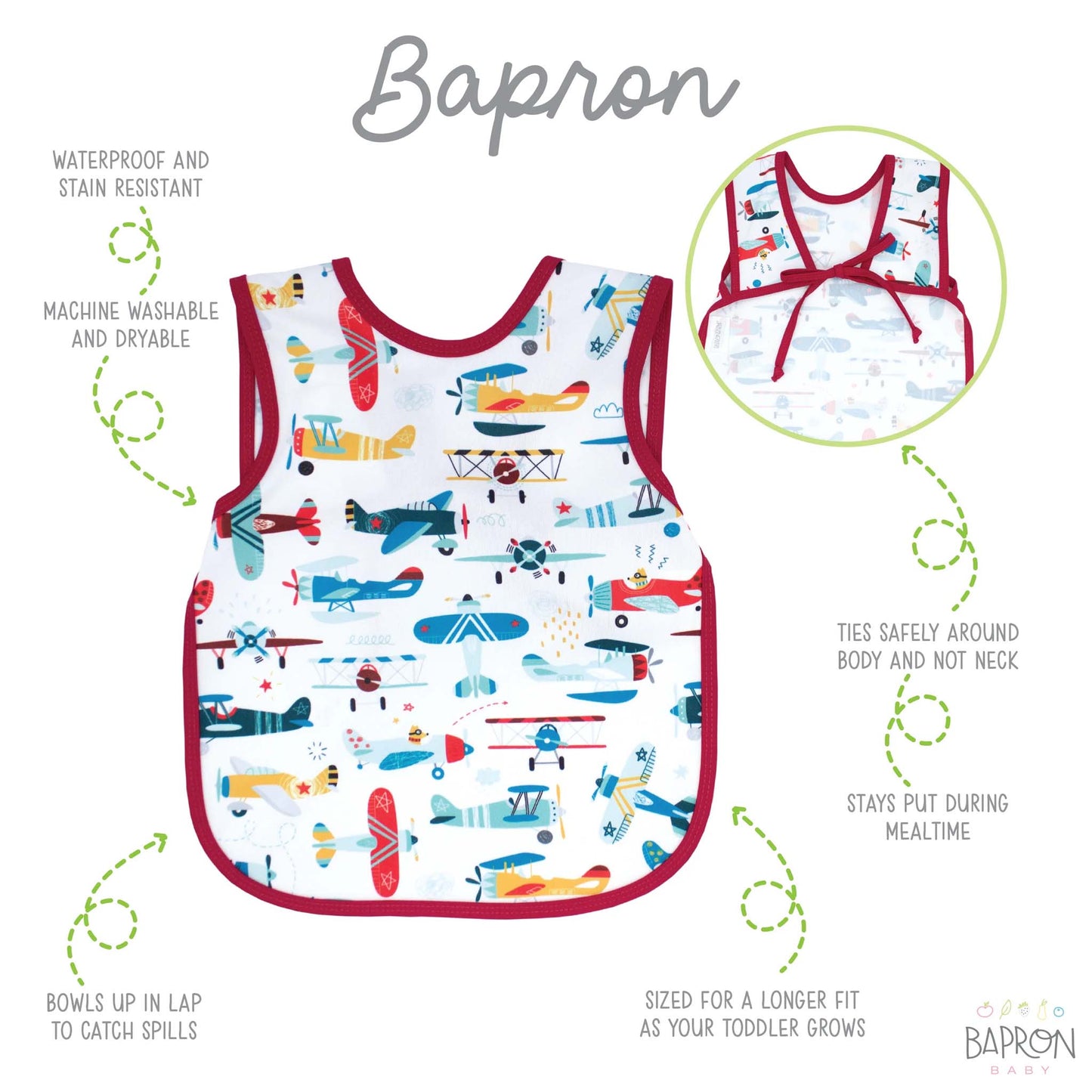 BapronBaby Toddler Bib | Full-Coverage for Baby-Led Weaning | Canada Bibs Hip Mommies