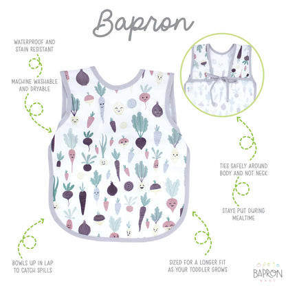 BapronBaby Toddler Bib | Full-Coverage for Baby-Led Weaning | Canada Bibs Hip Mommies