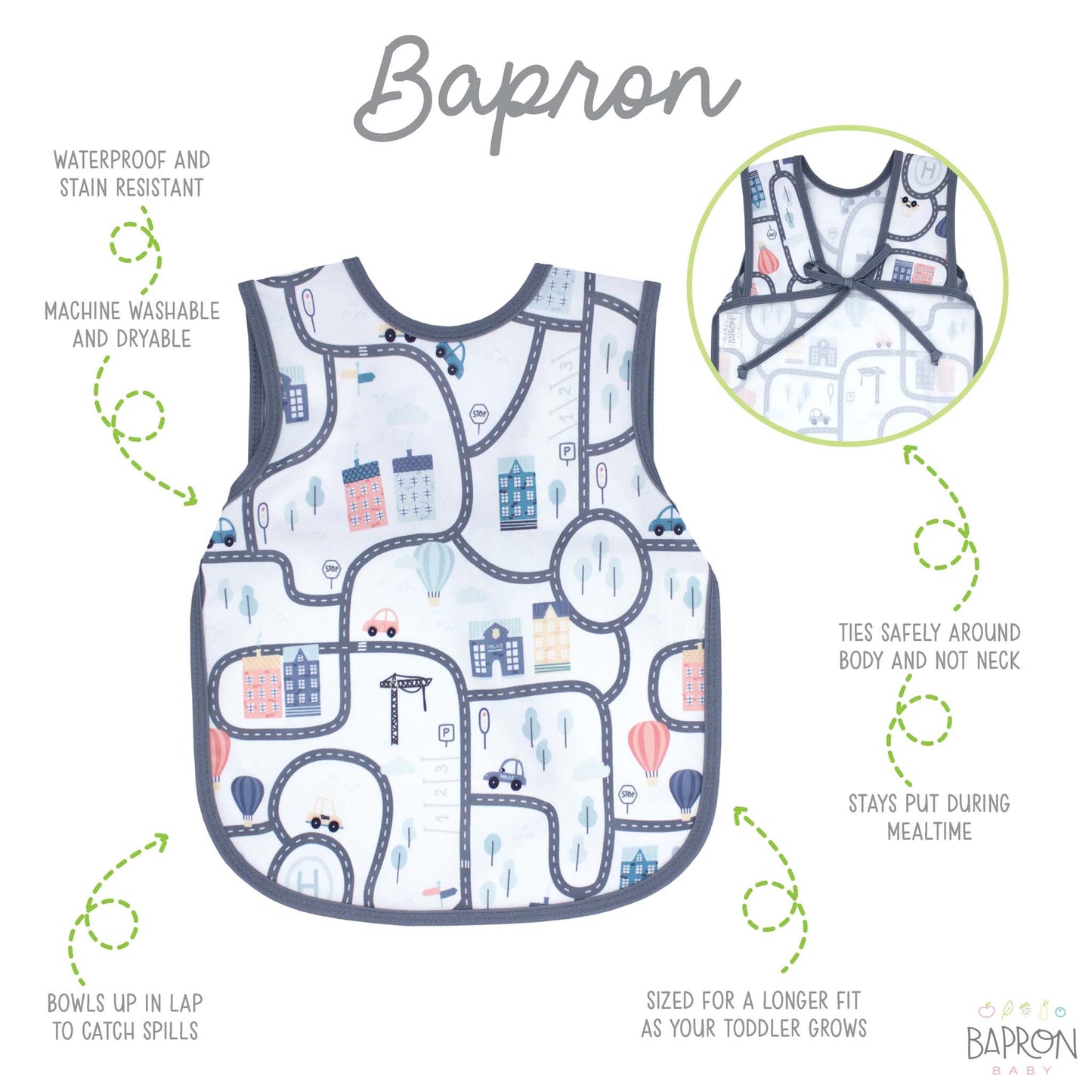 BapronBaby Toddler Bib | Full-Coverage for Baby-Led Weaning | Canada Bibs Hip Mommies