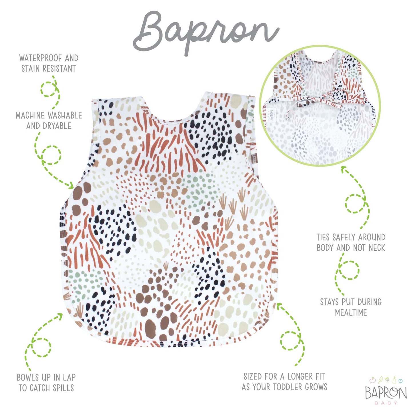 BapronBaby Toddler Bib | Full-Coverage for Baby-Led Weaning | Canada Bibs Hip Mommies