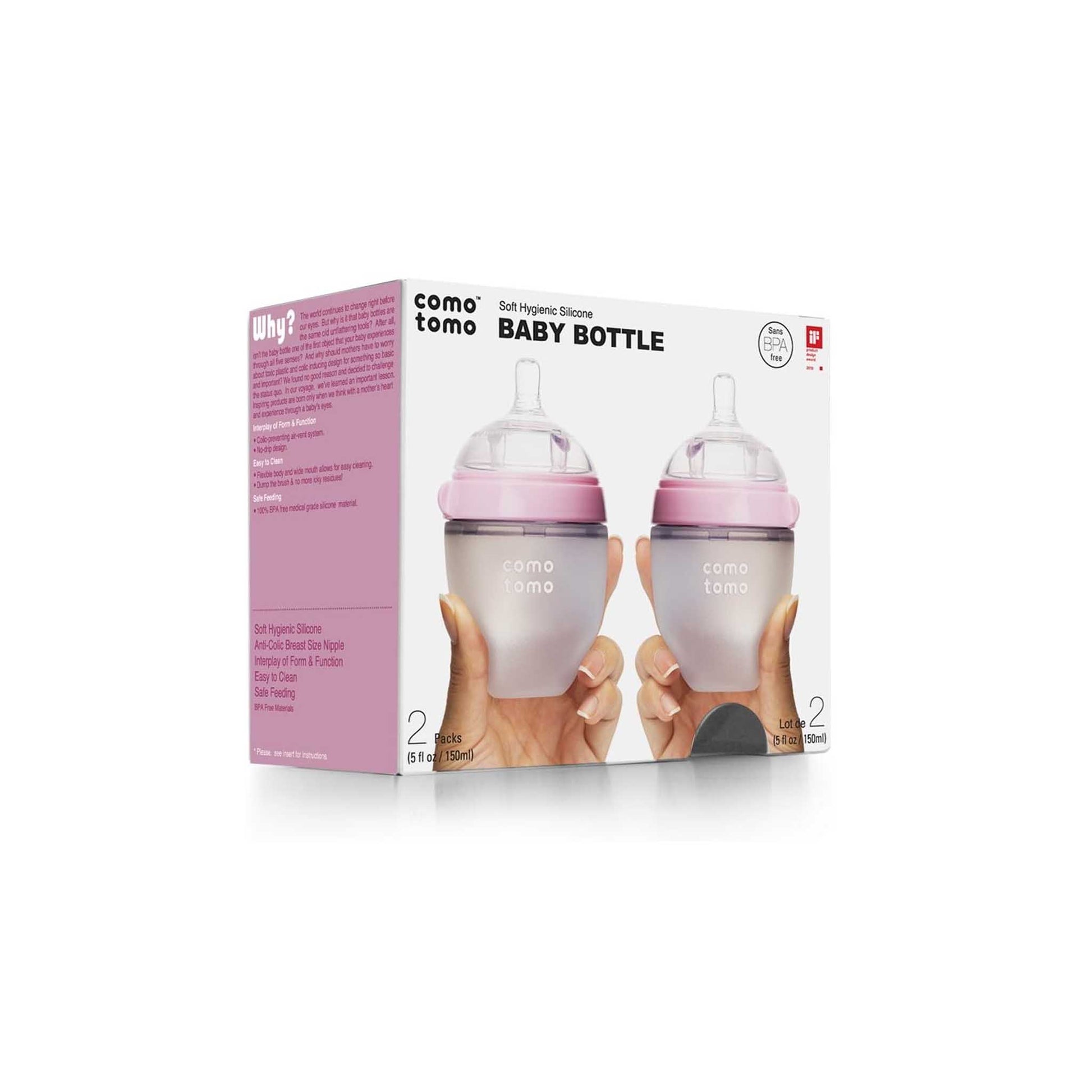 Comotomo Silicone Baby Bottle 2-Pack (150ml): For Newborns | Canada Bottle Hip Mommies