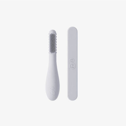 ezpz Baby-Led™ Toothbrush + Sensory Tongue Depressor Dual Pack in Pewter Hip Mommies