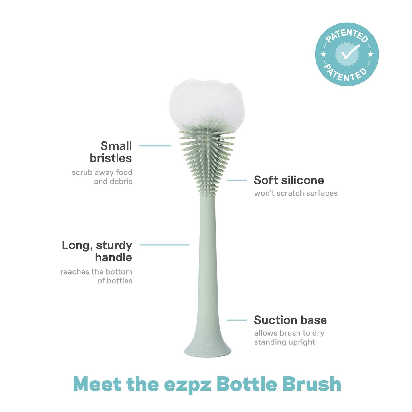 ezpz Silicone Bottle Brush | Soft, Flexible Silicone Bristles | Canada Home Accessory Hip Mommies