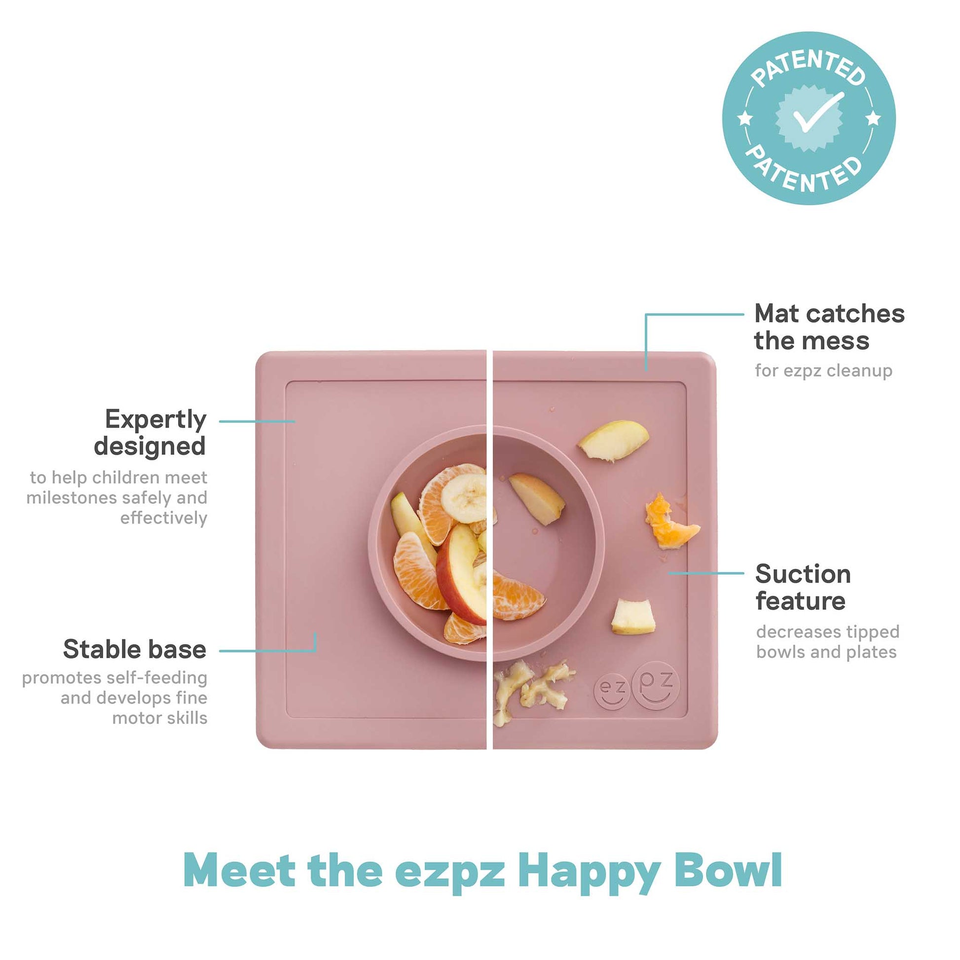 ezpz Happy Bowl | Suction Bowl & Placemat for Toddlers | Canada Bowl Hip Mommies