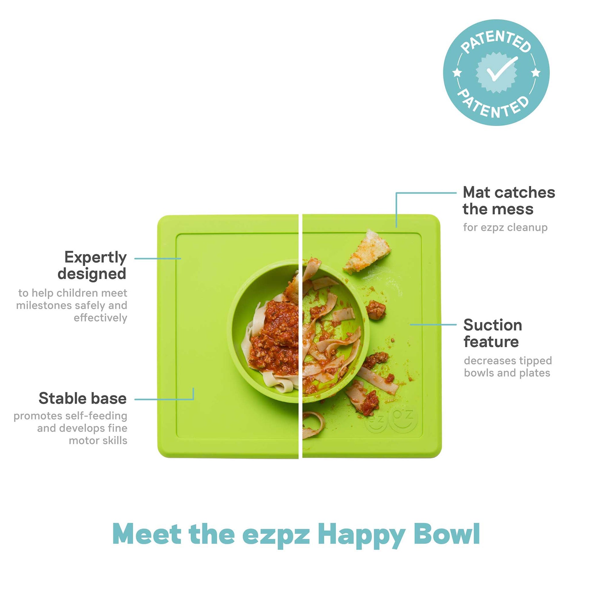 ezpz Happy Bowl | Suction Bowl & Placemat for Toddlers | Canada Bowl Hip Mommies
