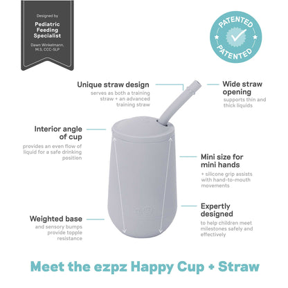 ezpz Happy Feeding Set | Silicone Plate, Cup, Straw & Utensils Canada Feeding Hip Mommies