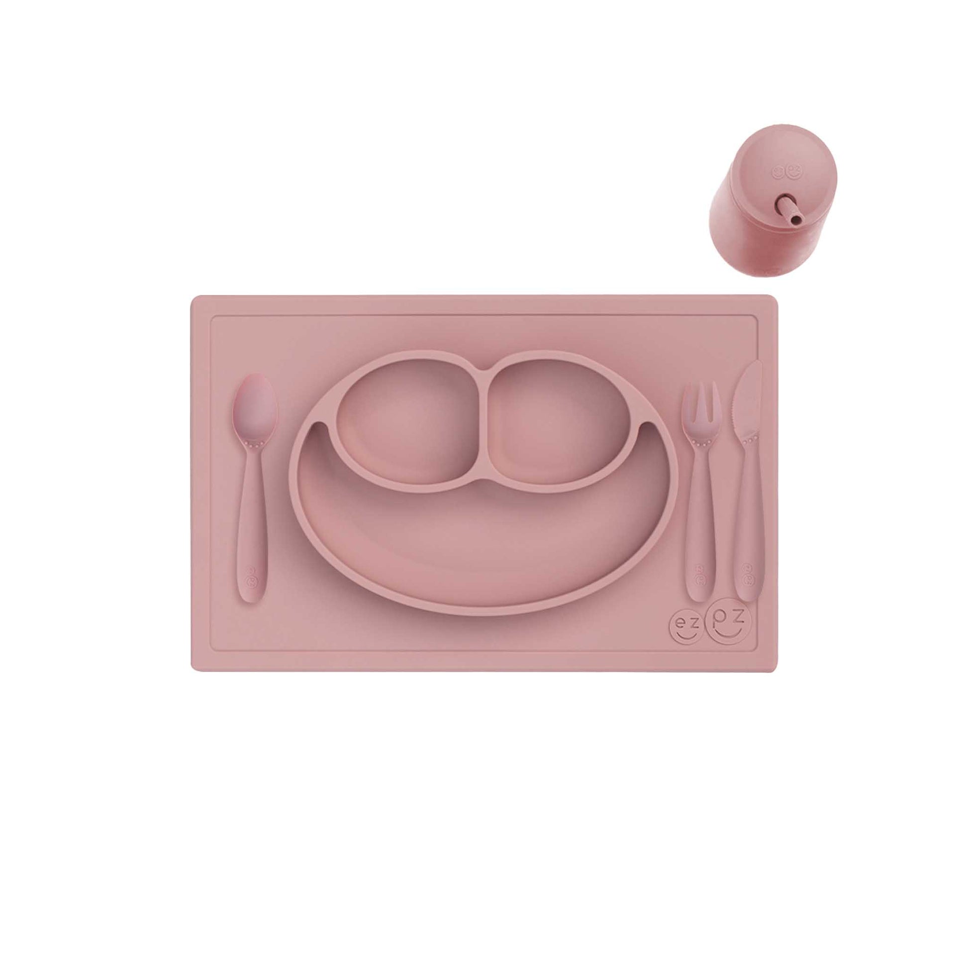 ezpz Happy Feeding Set | Silicone Plate, Cup, Straw & Utensils Canada Feeding Hip Mommies