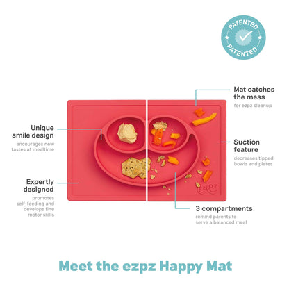 ezpz Happy Mat | Silicone Suction Plate for Toddlers 2 and up | Canada Feeding Hip Mommies