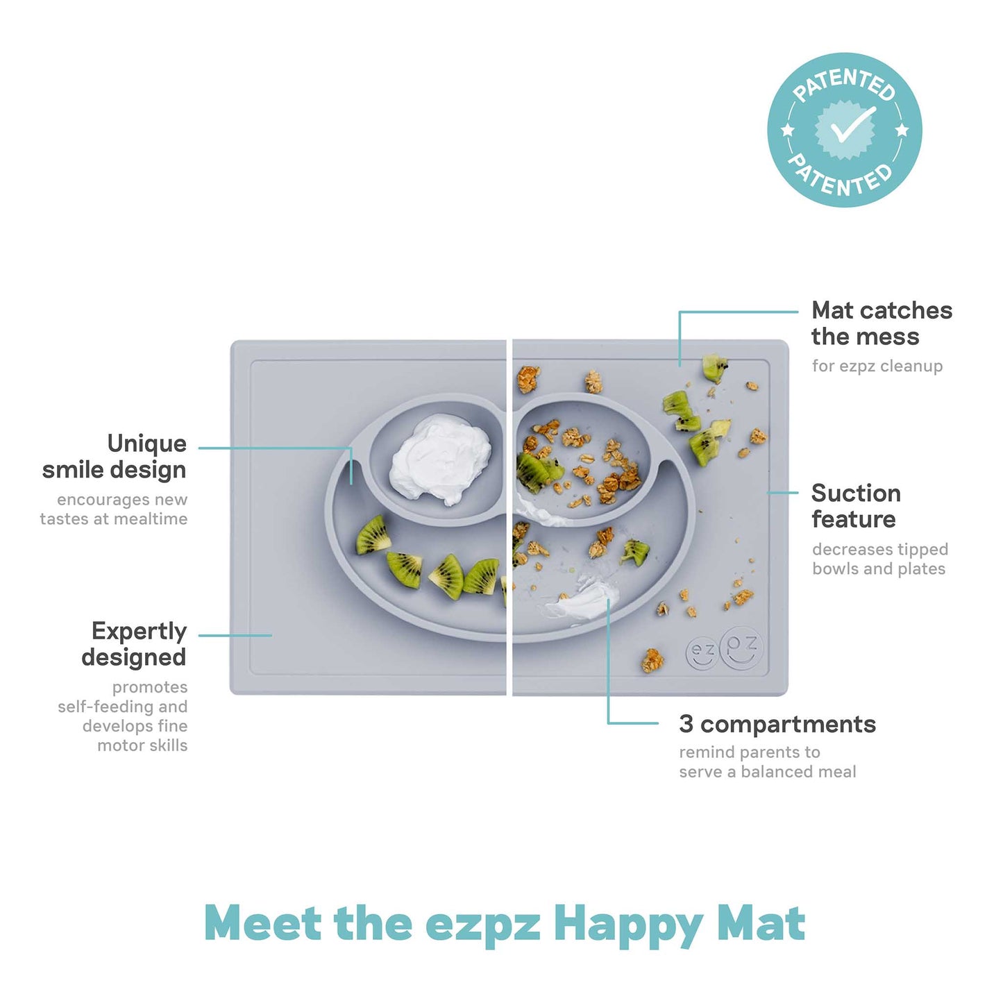 ezpz Happy Feeding Set | Silicone Plate, Cup, Straw & Utensils Canada Feeding Hip Mommies