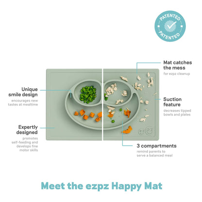 ezpz Happy Feeding Set | Silicone Plate, Cup, Straw & Utensils Canada Feeding Hip Mommies
