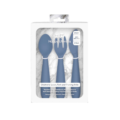 ezpz Happy Utensils | Spoon, Fork & Knife for Self-Feeding | Canada Utensils Hip Mommies