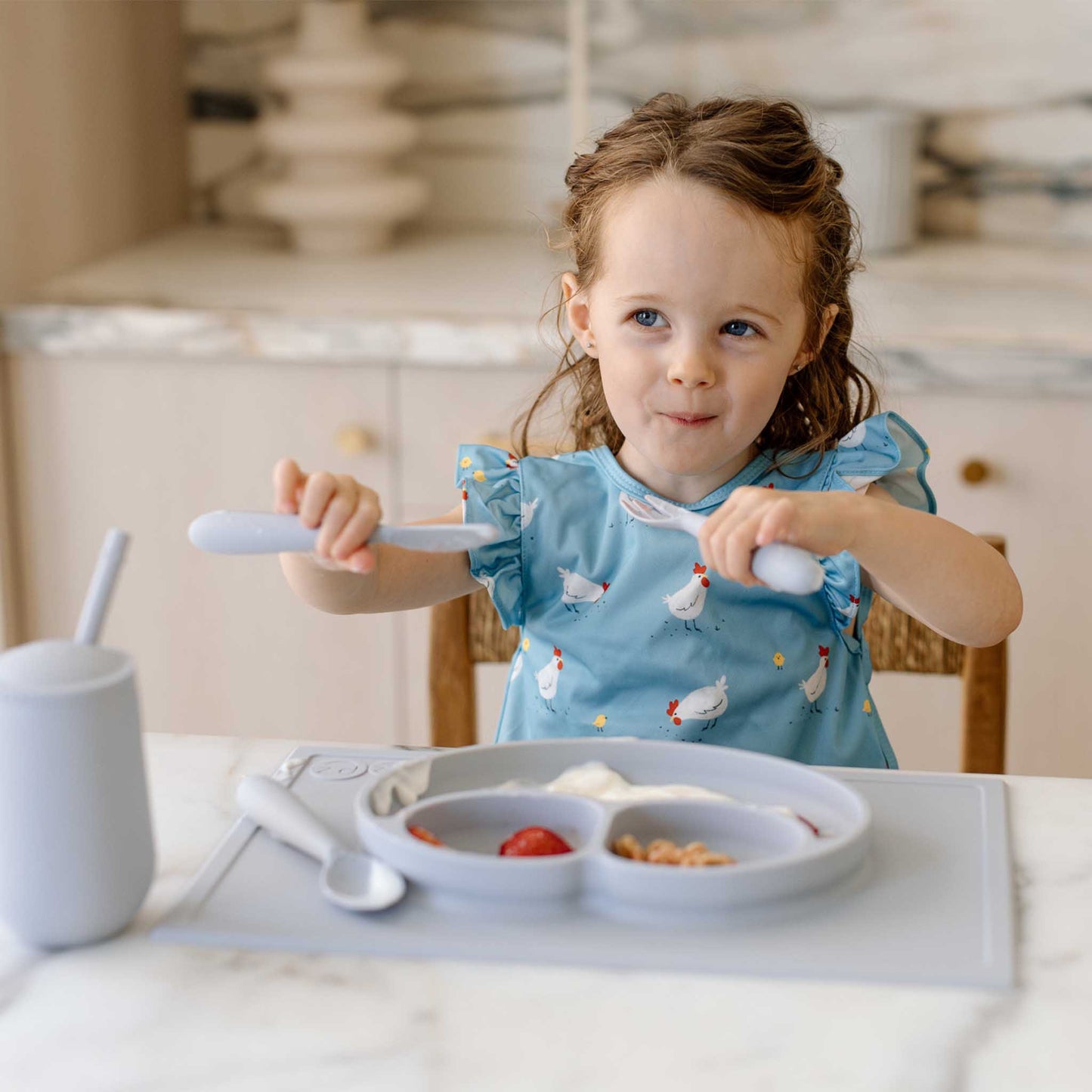 ezpz Happy Utensils | Spoon, Fork & Knife for Self-Feeding | Canada Utensils Hip Mommies