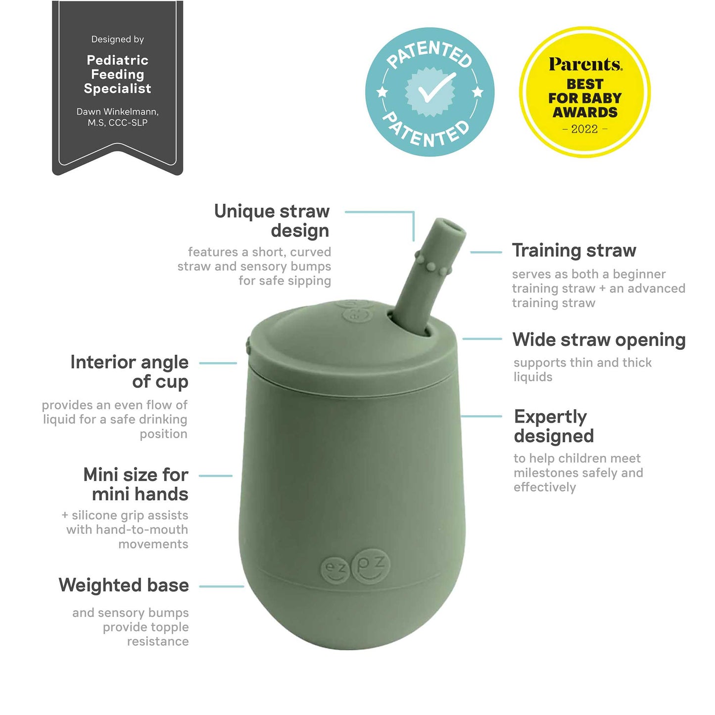 ezpz Mini Cup + Straw System | Best Straw Cup for Toddlers | Canada Sippy Cups Hip Mommies