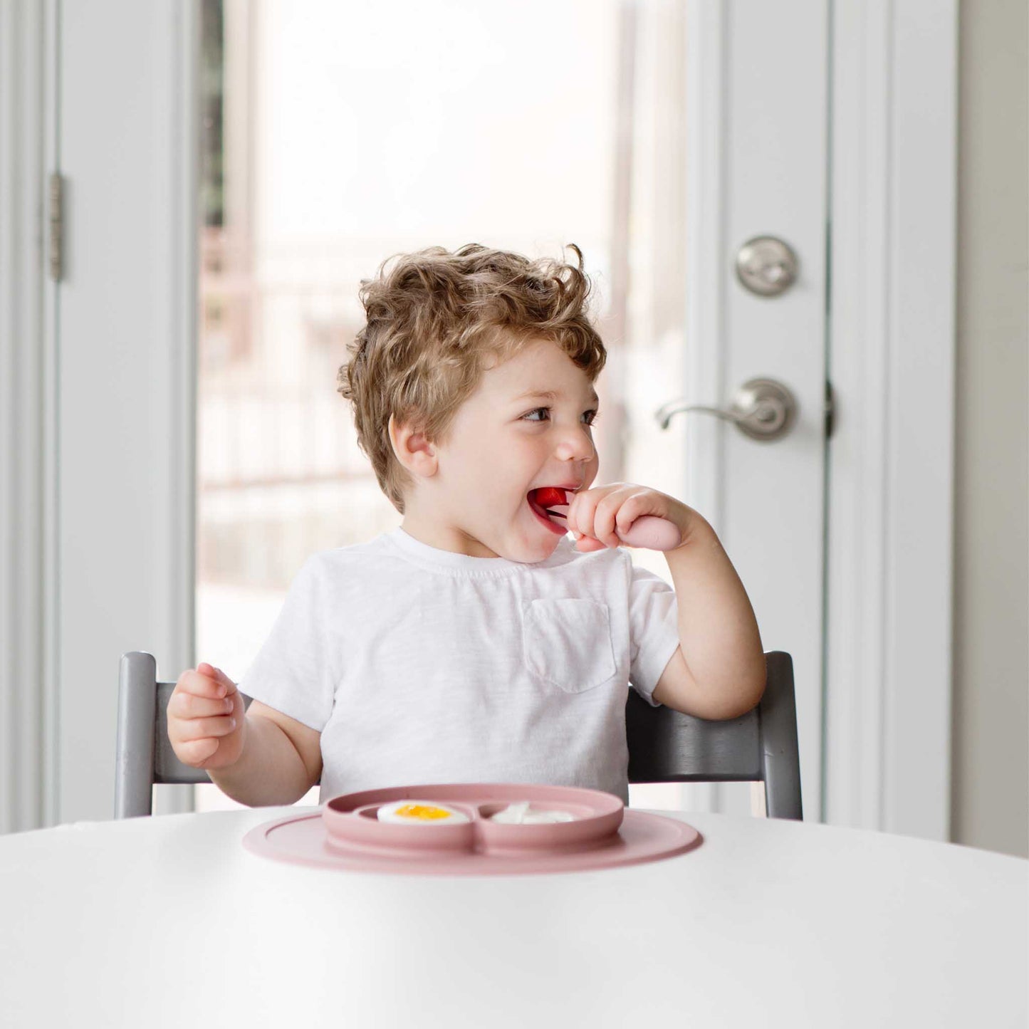 ezpz Mini Feeding Set | Silicone Plate, Toddler Fork & Spoon | Canada Feeding Hip Mommies