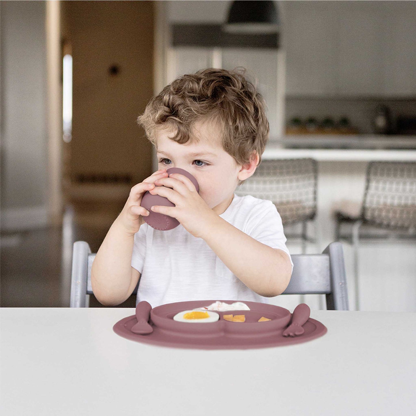 ezpz Mini Feeding Set | Silicone Plate, Toddler Fork & Spoon | Canada Feeding Hip Mommies