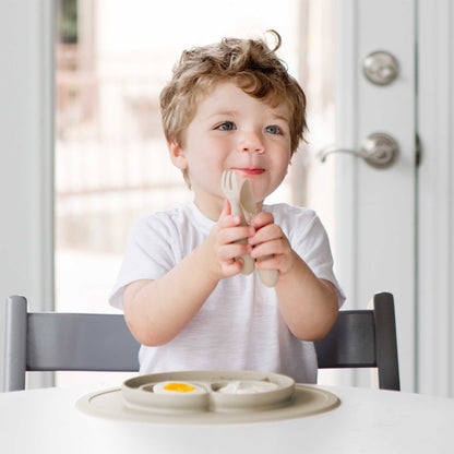 ezpz Mini Feeding Set | Silicone Plate, Toddler Fork & Spoon | Canada Feeding Hip Mommies