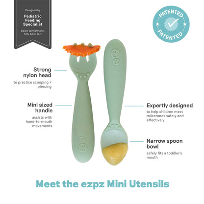 ezpz Mini Utensils | Toddler Spoon & Fork for Self-Feeding | Canada Utensils Hip Mommies