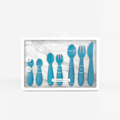 ezpz Developmental Utensil Set in Blue Hip Mommies