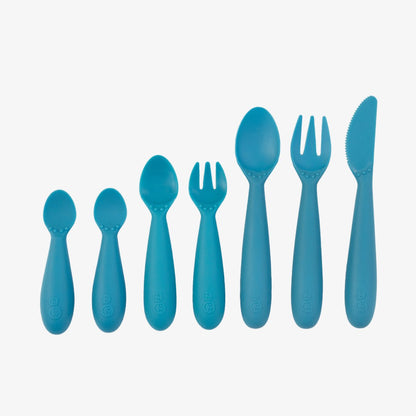 ezpz Developmental Utensil Set in Blue Hip Mommies