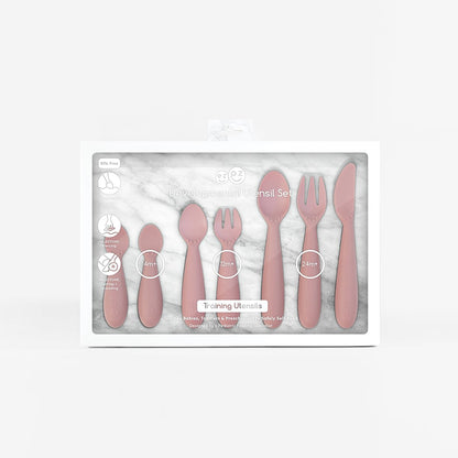 ezpz Developmental Utensil Set in Blush Hip Mommies