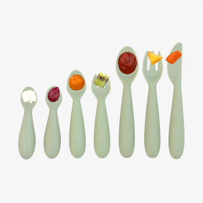 ezpz Developmental Utensil Set in Sage Hip Mommies