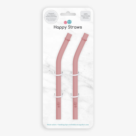 ezpz Happy Cup + Straw System Straw Replacement 2-Pack Blush Hip Mommies