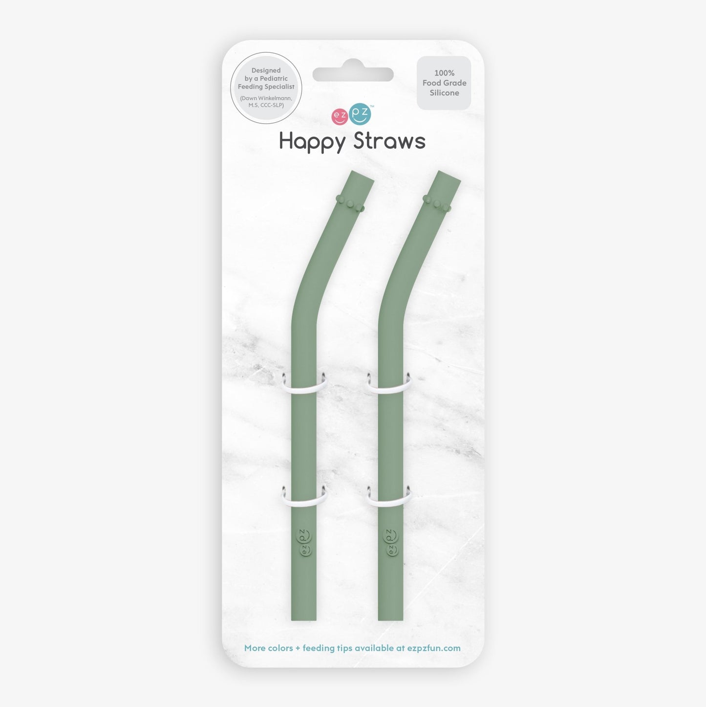 ezpz Happy Cup + Straw System Straw Replacement 2-Pack Olive Hip Mommies