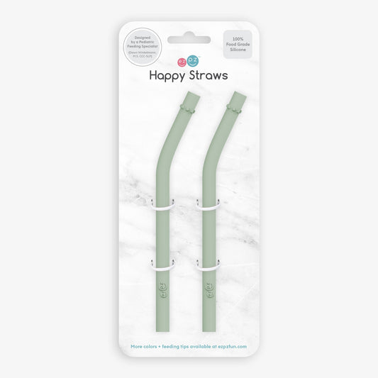 ezpz Happy Cup + Straw System Straw Replacement 2 - Pack Sage