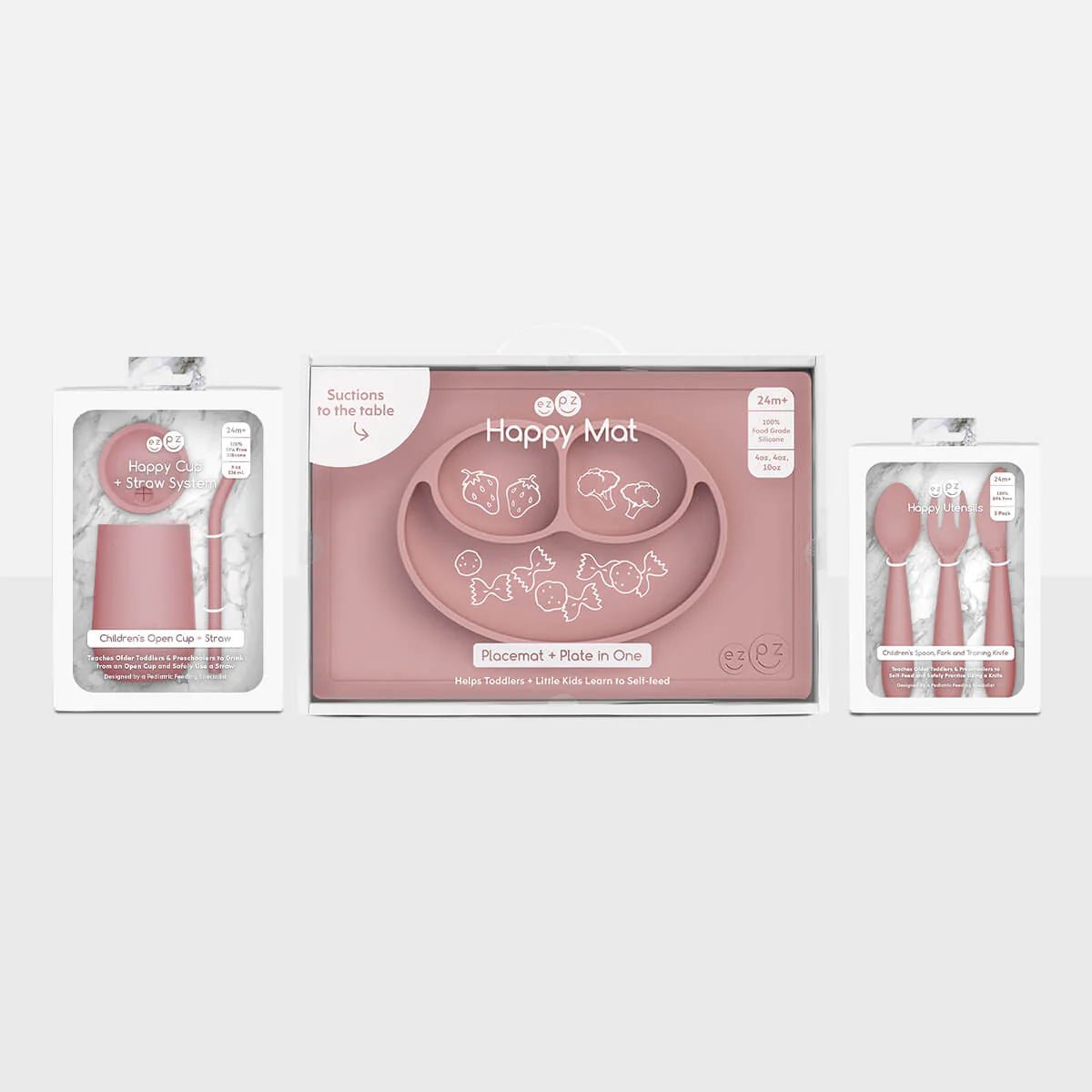 ezpz Happy Feeding Set in Blush Hip Mommies