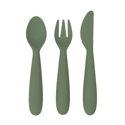 ezpz Happy Utensils in Olive Hip Mommies