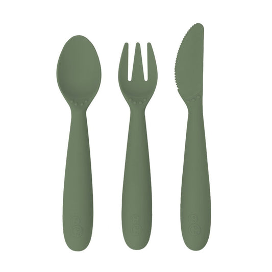 ezpz Happy Utensils in Olive