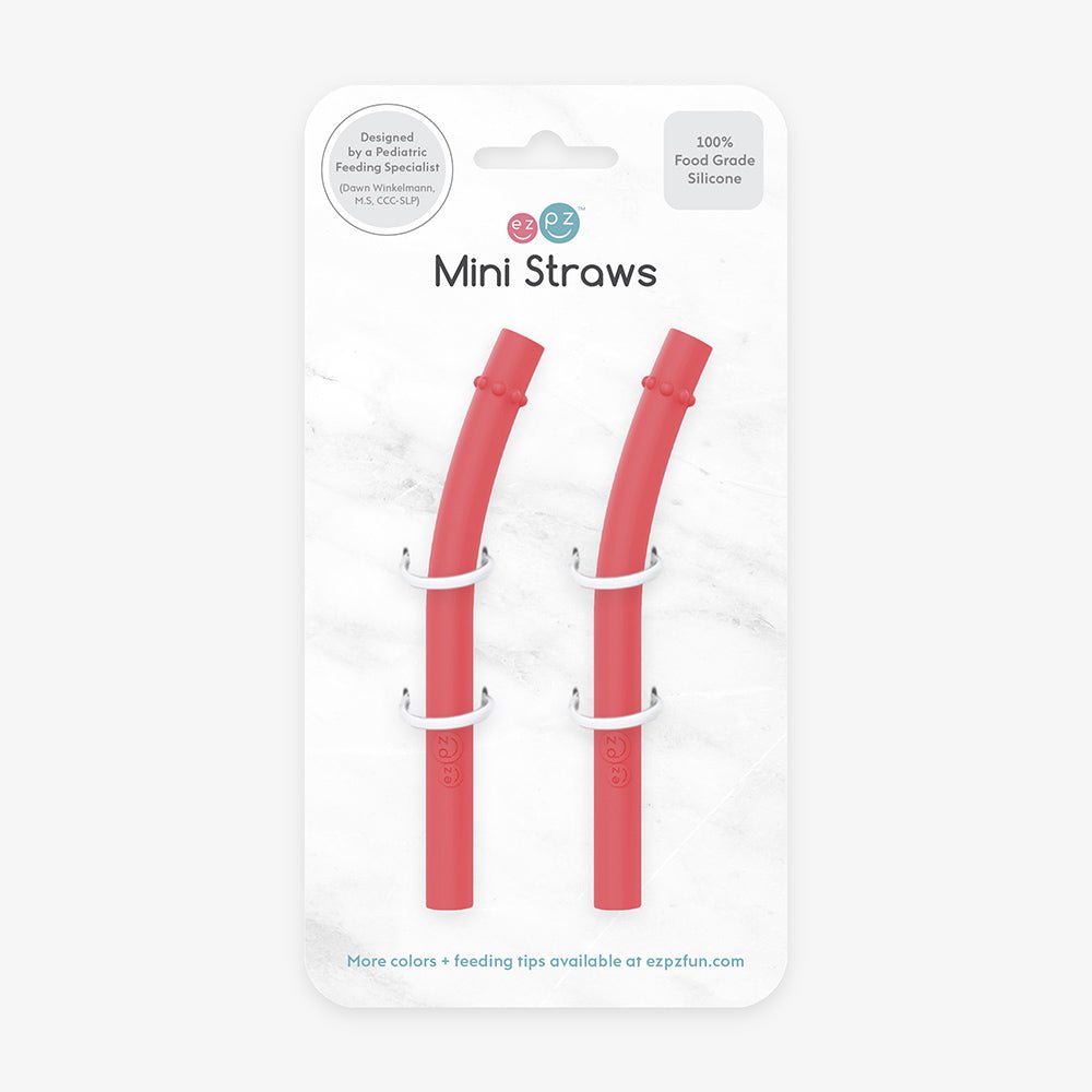 ezpz Mini Cup + Straw Training System Straw Replacement 2-Pack Coral Hip Mommies