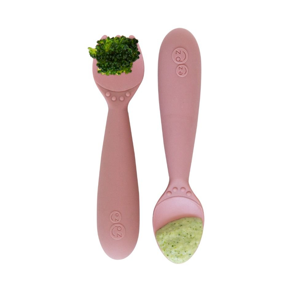 ezpz Mini Utensils (Fork + Spoon) in Blush Hip Mommies