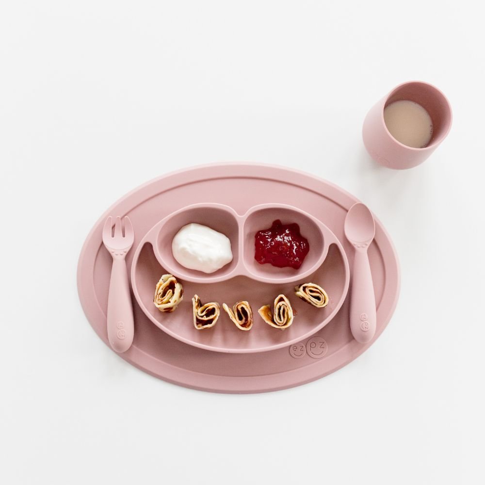 ezpz Mini Utensils (Fork + Spoon) in Blush Hip Mommies