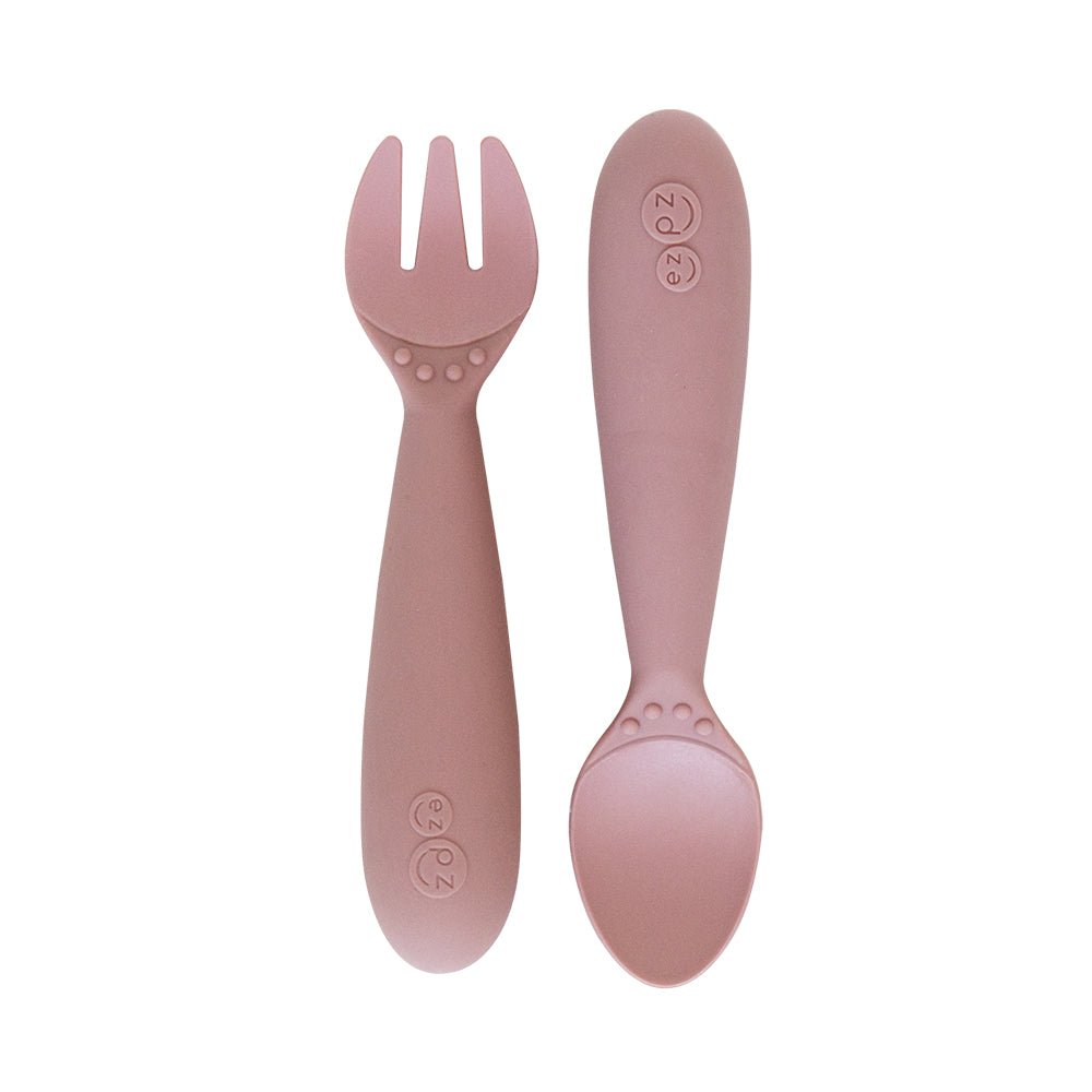 ezpz Mini Utensils (Fork + Spoon) in Blush Hip Mommies