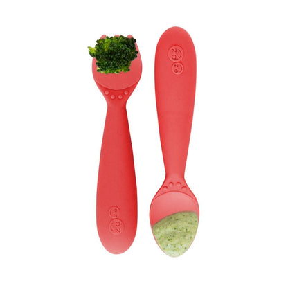 ezpz Mini Utensils (Fork + Spoon) in Coral Hip Mommies