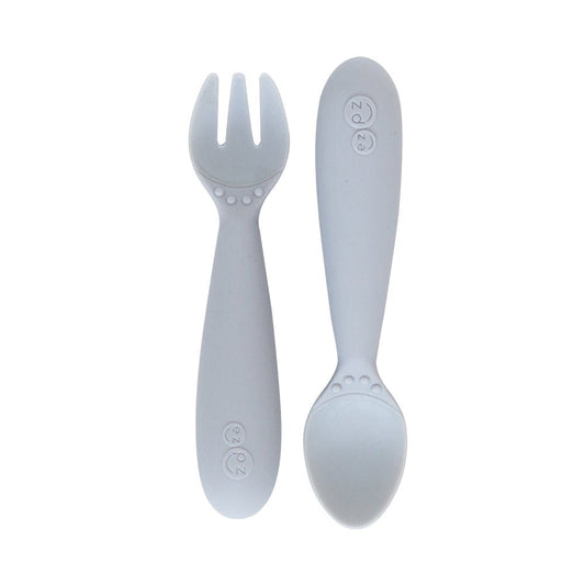 ezpz Mini Utensils (Fork + Spoon) in Pewter Hip Mommies