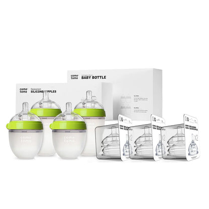 Comotomo Baby Bottle Bundle Kit, Green Hip Mommies